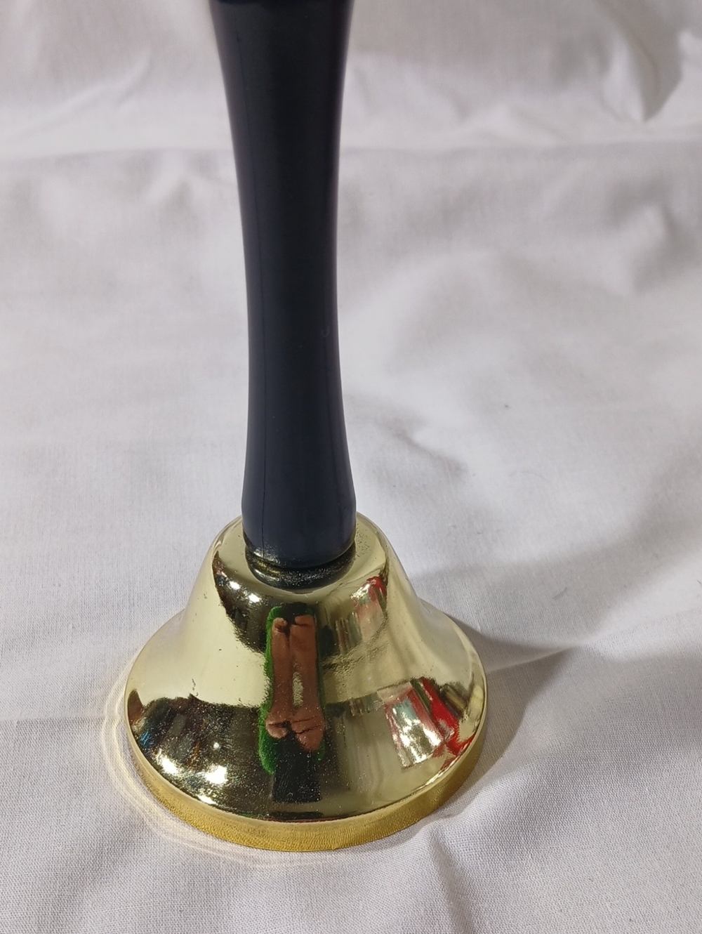 Brass Hand Bell with Black Handle - Classic Table Bell